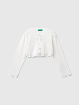 Benetton, Cardigan In Viscose Blend, size 110, White, Kids United Colors of Benetton