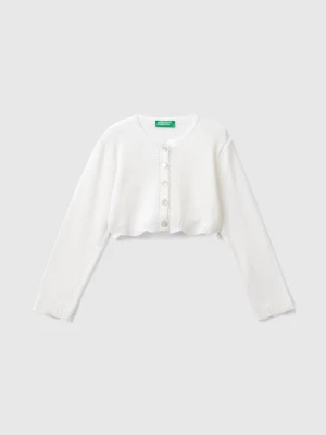 Benetton, Cardigan In Viscose Blend, size 116, White, Kids United Colors of Benetton