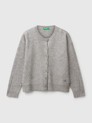 Benetton, Cardigan In Viscose Blend, Size: XL, Light Gray, Kids United Colors of Benetton