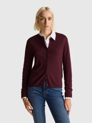 Benetton, Cardigan In Wool And Cashmere Blend, Size: XS, Burgundy, Women United Colors of Benetton