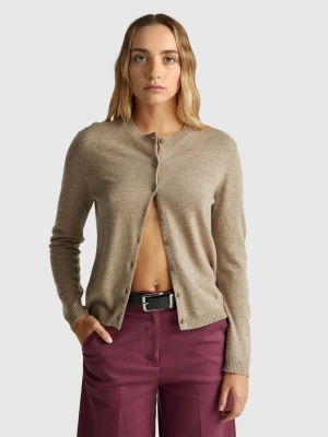 Benetton, Cardigan In Wool And Cashmere Blend, Size: XXS, Beige, Women United Colors of Benetton