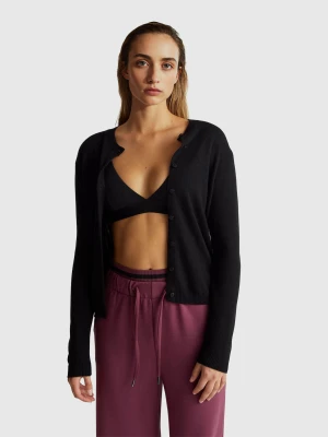 Benetton, Cardigan In Wool And Cashmere Blend, Size: XXS, Black, Women United Colors of Benetton