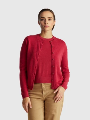 Benetton, Cardigan In Wool And Cashmere Blend, Size: XXS, Strawberry, Women United Colors of Benetton