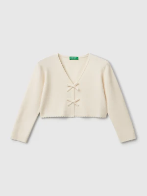 Benetton, Cardigan With Bows, size 116, Creamy White, Kids United Colors of Benetton