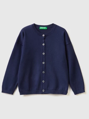 Benetton, Cardigan With Glittery Buttons, size 104, Dark Blue, Kids United Colors of Benetton