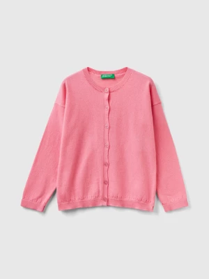 Benetton, Cardigan With Glittery Buttons, size 104, Pink, Kids United Colors of Benetton