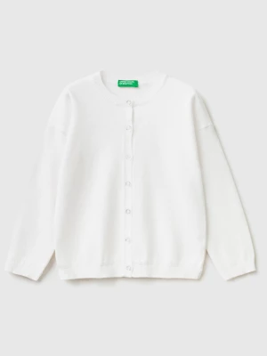 Benetton, Cardigan With Glittery Buttons, size 104, White, Kids United Colors of Benetton