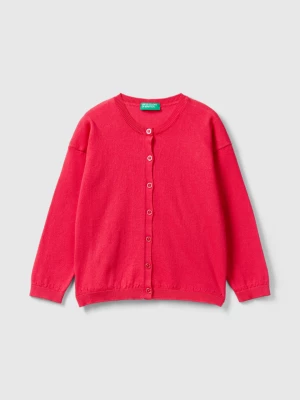 Benetton, Cardigan With Glittery Buttons, size 110, Fuchsia, Kids United Colors of Benetton