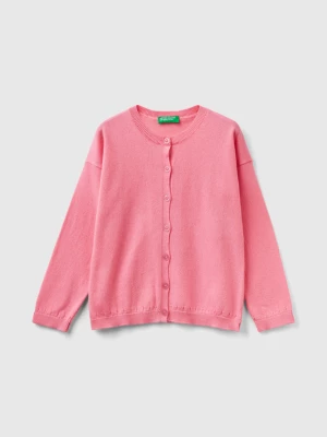 Benetton, Cardigan With Glittery Buttons, size 116, Pink, Kids United Colors of Benetton