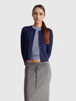 Benetton, Cardigan With Graphic Print, Size: XS, Air Force Blue, Women United Colors of Benetton