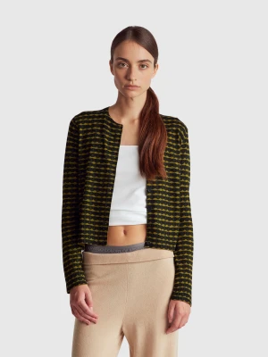 Benetton, Cardigan With Graphic Print, Size: XS, Military Green, Women United Colors of Benetton