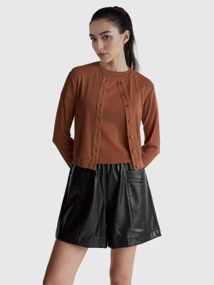 Benetton, Cardigan With Lurex, Size: XXS, Camel, Women United Colors of Benetton