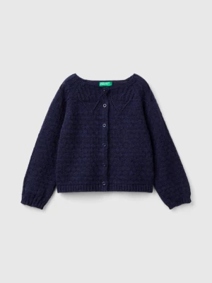 Benetton, Cardigan With Perforated Details, size 104, Dark Blue, Kids United Colors of Benetton