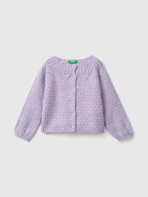 Benetton, Cardigan With Perforated Details, size 104, Lilac, Kids United Colors of Benetton