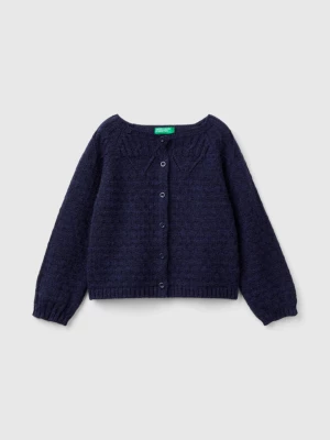 Benetton, Cardigan With Perforated Details, size 110, Dark Blue, Kids United Colors of Benetton