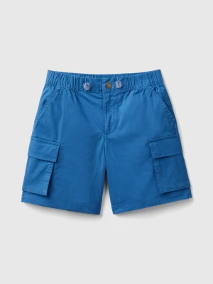 Benetton, Cargo Bermuda Shorts In Stretch Cotton, size S, Blue, Kids United Colors of Benetton