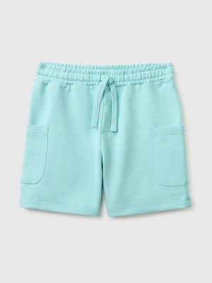 Benetton, Cargo Bermuda Shorts With Drawstring, Size: 116, Aqua, Kids United Colors of Benetton