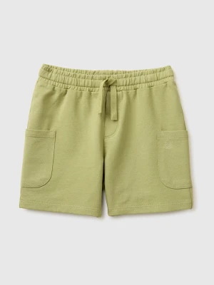 Benetton, Cargo Bermuda Shorts With Drawstring, Size: 116, Military Green, Kids United Colors of Benetton