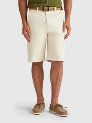 Benetton, Cargo Bermudas In Pure Cotton, size 56, Beige, Men United Colors of Benetton