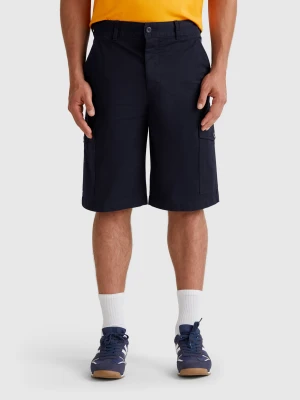 Benetton, Cargo Bermudas In Pure Cotton, size 56, Dark Blue, Men United Colors of Benetton