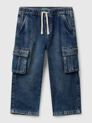 Benetton, Cargo Jeans With Drawstring, Size: 116, Dark Blue, Kids United Colors of Benetton