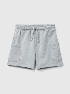 Benetton, Cargo Shorts In Organic Cotton, size 104, Light Gray, Kids United Colors of Benetton