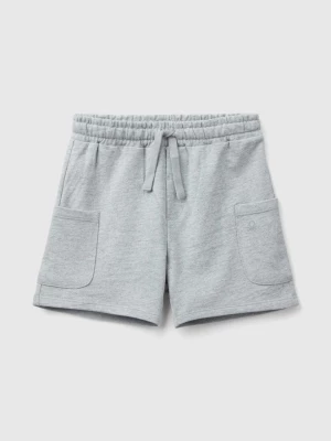 Benetton, Cargo Shorts In Organic Cotton, size 110, Light Gray, Kids United Colors of Benetton