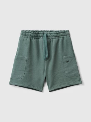 Benetton, Cargo Shorts In Organic Cotton, size 110, Military Green, Kids United Colors of Benetton
