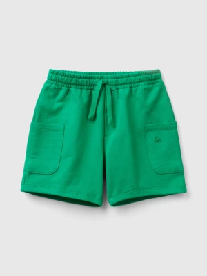 Benetton, Cargo Shorts In Organic Cotton, size 82, Green, Kids United Colors of Benetton