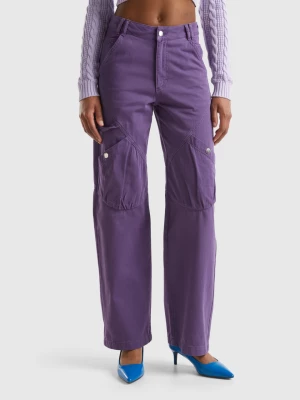Benetton, Cargo Trousers In Cotton, size , Lilac, Women United Colors of Benetton