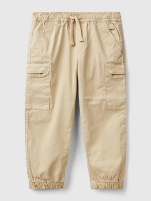 Benetton, Cargo Trousers With Drawstring, size 104, Beige, Kids United Colors of Benetton