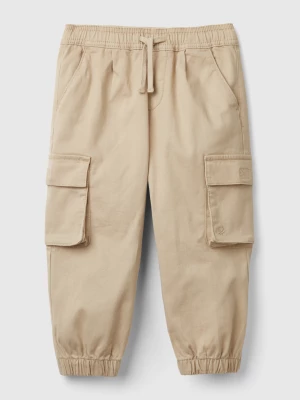 Benetton, Cargo Trousers With Drawstring, size 104, Beige, Kids United Colors of Benetton