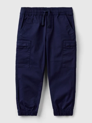 Benetton, Cargo Trousers With Drawstring, size 104, Dark Blue, Kids United Colors of Benetton