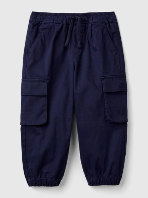 Benetton, Cargo Trousers With Drawstring, size 104, Dark Blue, Kids United Colors of Benetton