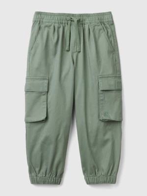 Benetton, Cargo Trousers With Drawstring, size 104, Light Green, Kids United Colors of Benetton