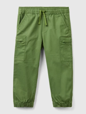 Benetton, Cargo Trousers With Drawstring, size 104, Military Green, Kids United Colors of Benetton