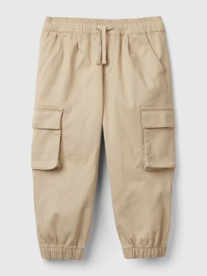 Benetton, Cargo Trousers With Drawstring, size 110, Beige, Kids United Colors of Benetton