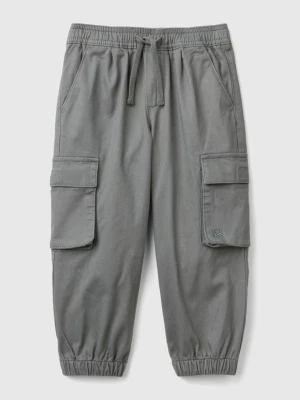 Benetton, Cargo Trousers With Drawstring, size 110, Dark Gray, Kids United Colors of Benetton