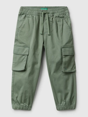 Benetton, Cargo Trousers With Drawstring, Size: 90, Military Green, Kids United Colors of Benetton