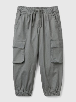 Benetton, Cargo Trousers With Drawstring, size 82, Dark Gray, Kids United Colors of Benetton