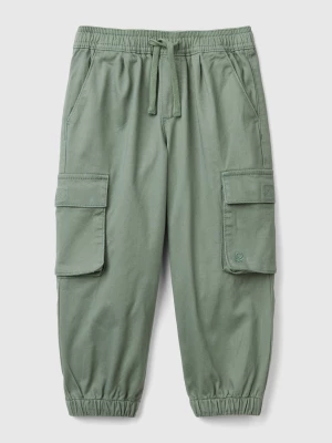 Benetton, Cargo Trousers With Drawstring, size 90, Light Green, Kids United Colors of Benetton