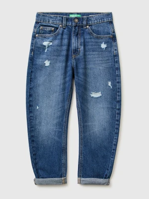 Benetton, Carrot Fit Jeans With Tears, Size: XL, Blue, Kids United Colors of Benetton