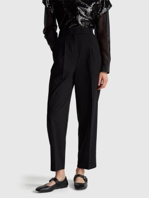 Benetton, Carrot Fit Trousers, Black, Women United Colors of Benetton
