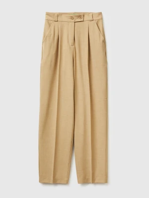 Benetton, Carrot Fit Trousers, Camel, Women United Colors of Benetton