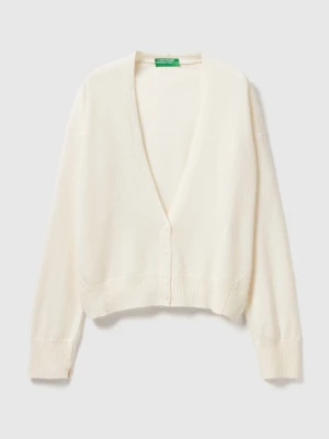 Benetton, Cashmere Blend Cardigan, Size: XXS, Creamy White, Women United Colors of Benetton