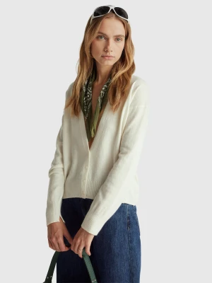 Benetton, Cashmere Blend Cardigan, Size: XXS, Creamy White, Women United Colors of Benetton