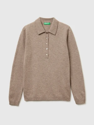 Benetton, Cashmere Blend Knit Polo, Size: XXS, Beige, Women United Colors of Benetton