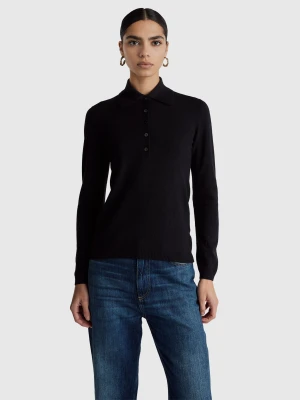 Benetton, Cashmere Blend Knit Polo, Size: XXS, Black, Women United Colors of Benetton