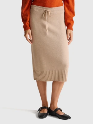 Benetton, Cashmere Blend Midi Skirt, Size: XXS, Beige, Women United Colors of Benetton