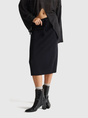 Benetton, Cashmere Blend Midi Skirt, Size: XXS, Black, Women United Colors of Benetton
